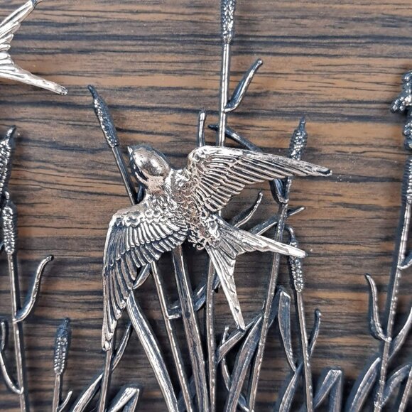 Birds in Flight, Copper on Wood with Wooden Easel or Wall Hanging Vintage - Picture 4 of 14